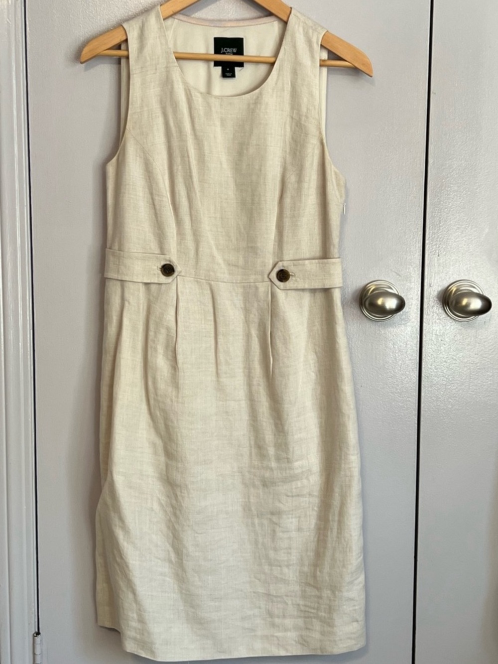 J.Crew Linen-Blend Midi Dress in Cream Size 4 Like New